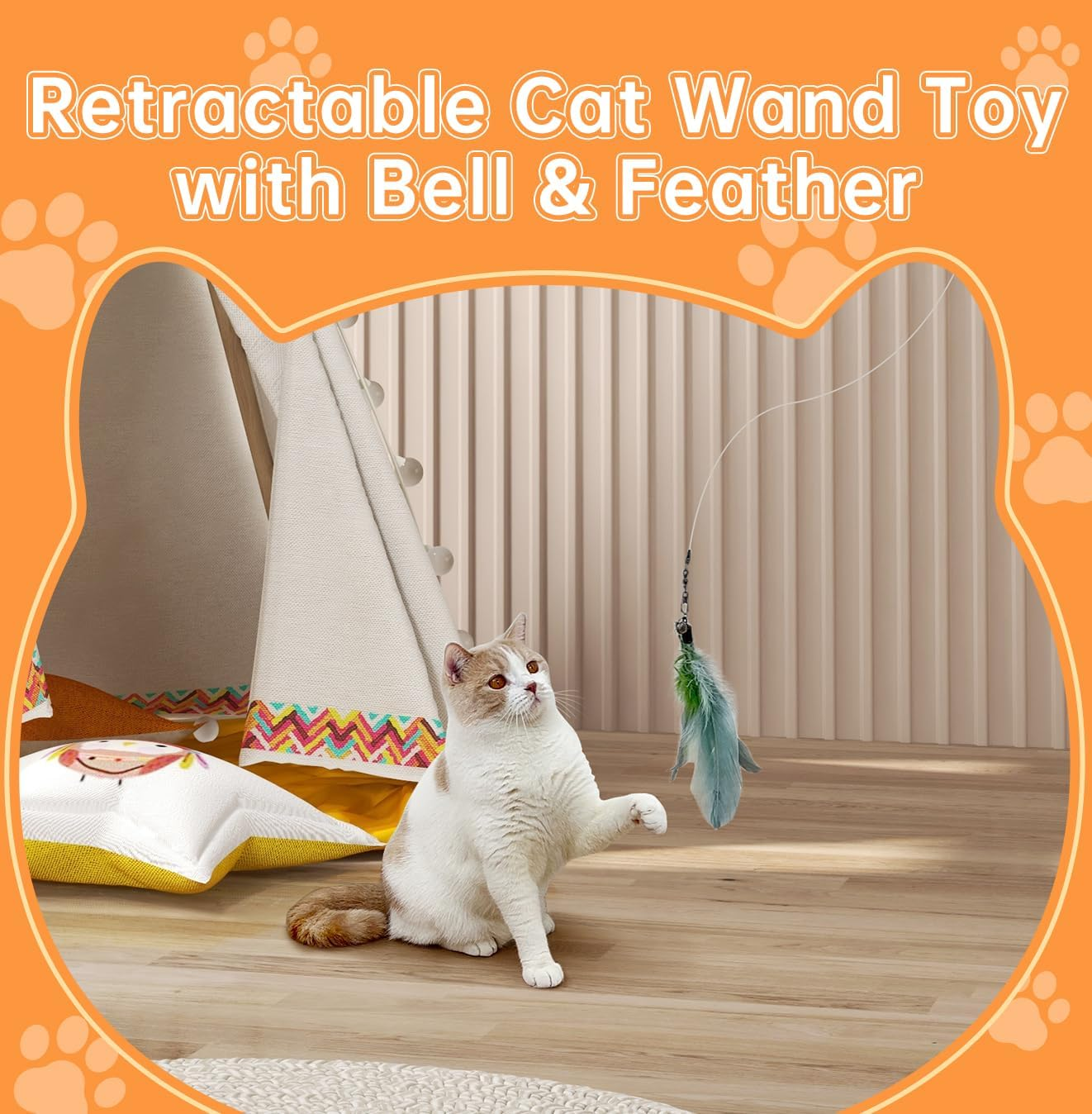Cat Toys Natural Feather Cat Wand with 3-PCS Refills Chemical-Free Indoor Play for Cats image number 3