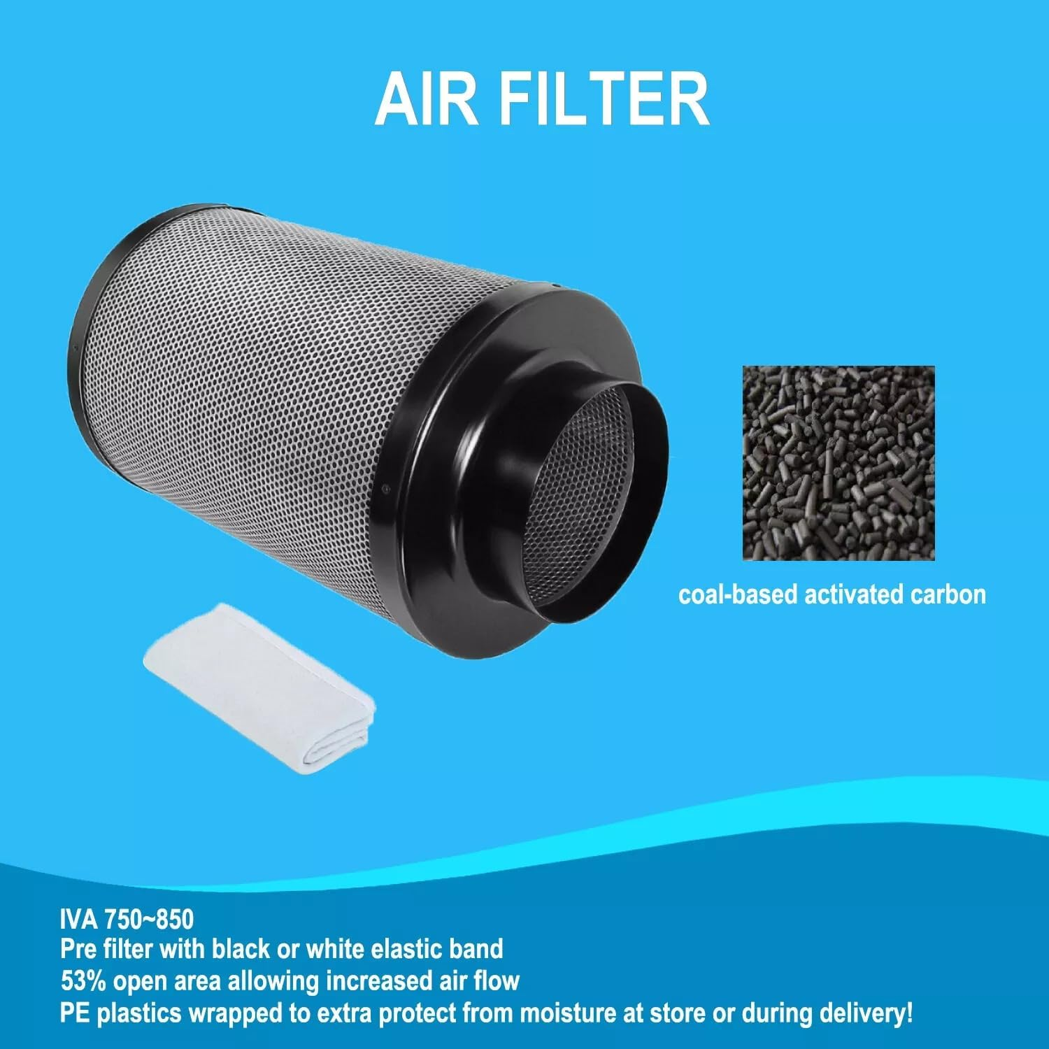 GROZY 4 Inch 100Mm Activated Carbon Filter Odor Control for Grow Tent, Grow Rooms, and Hydroponics Systems Ventilation Kit image number 5