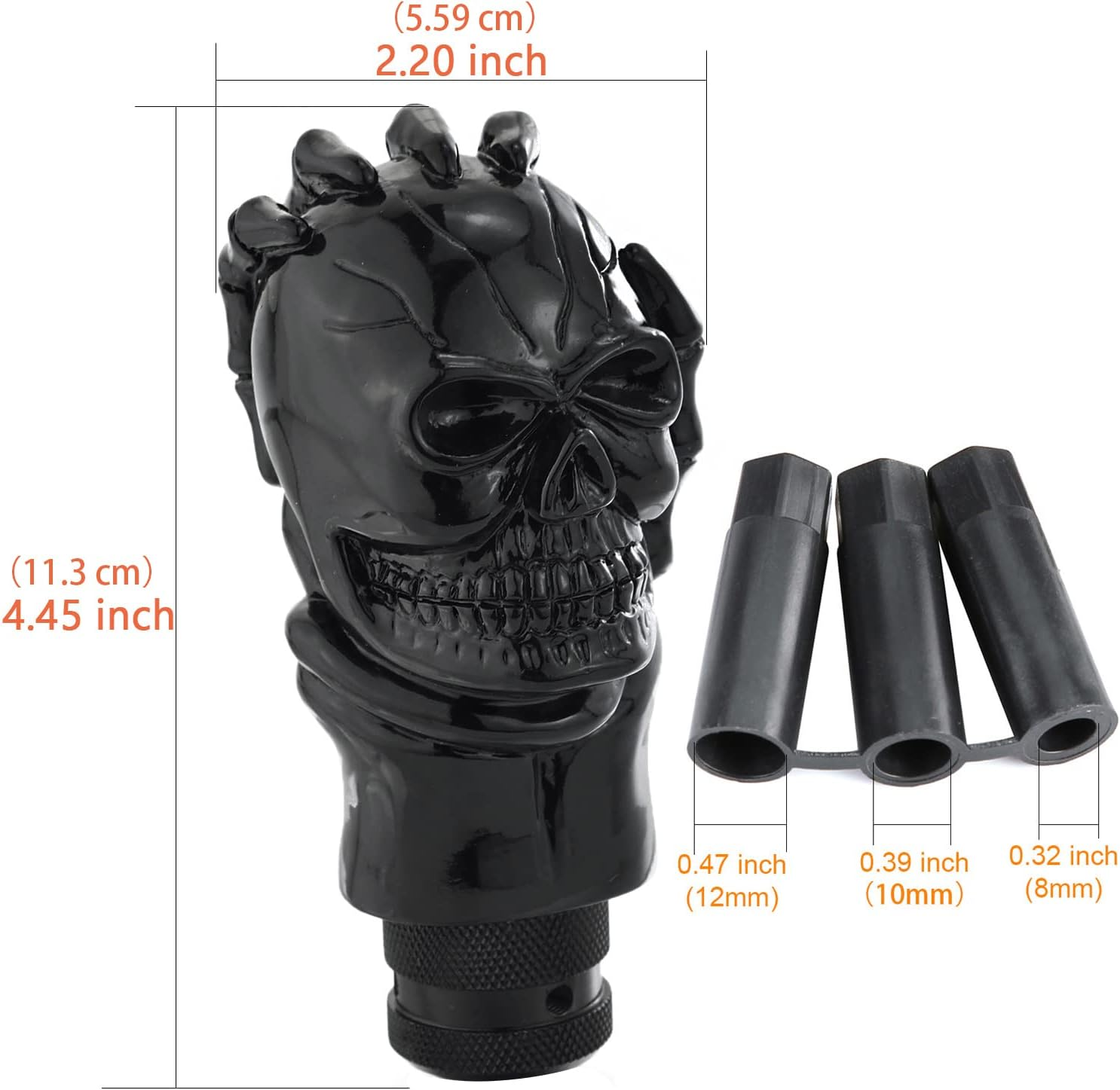 Arenbel New Universal Manual and Automatic Car Gear Stick Shifter Knob Skull Shift Lever Fit Most Cars Black Bone image number 3
