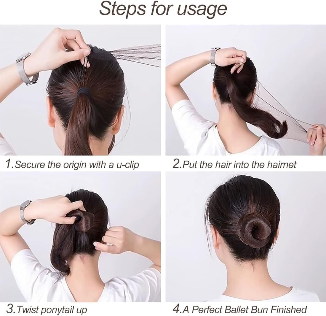 BHIPKOT 20 Hair Bands and 10 Black Hair Clips, Invisible Hair Net Hair Bands for Kids Girls and Women (Brown)