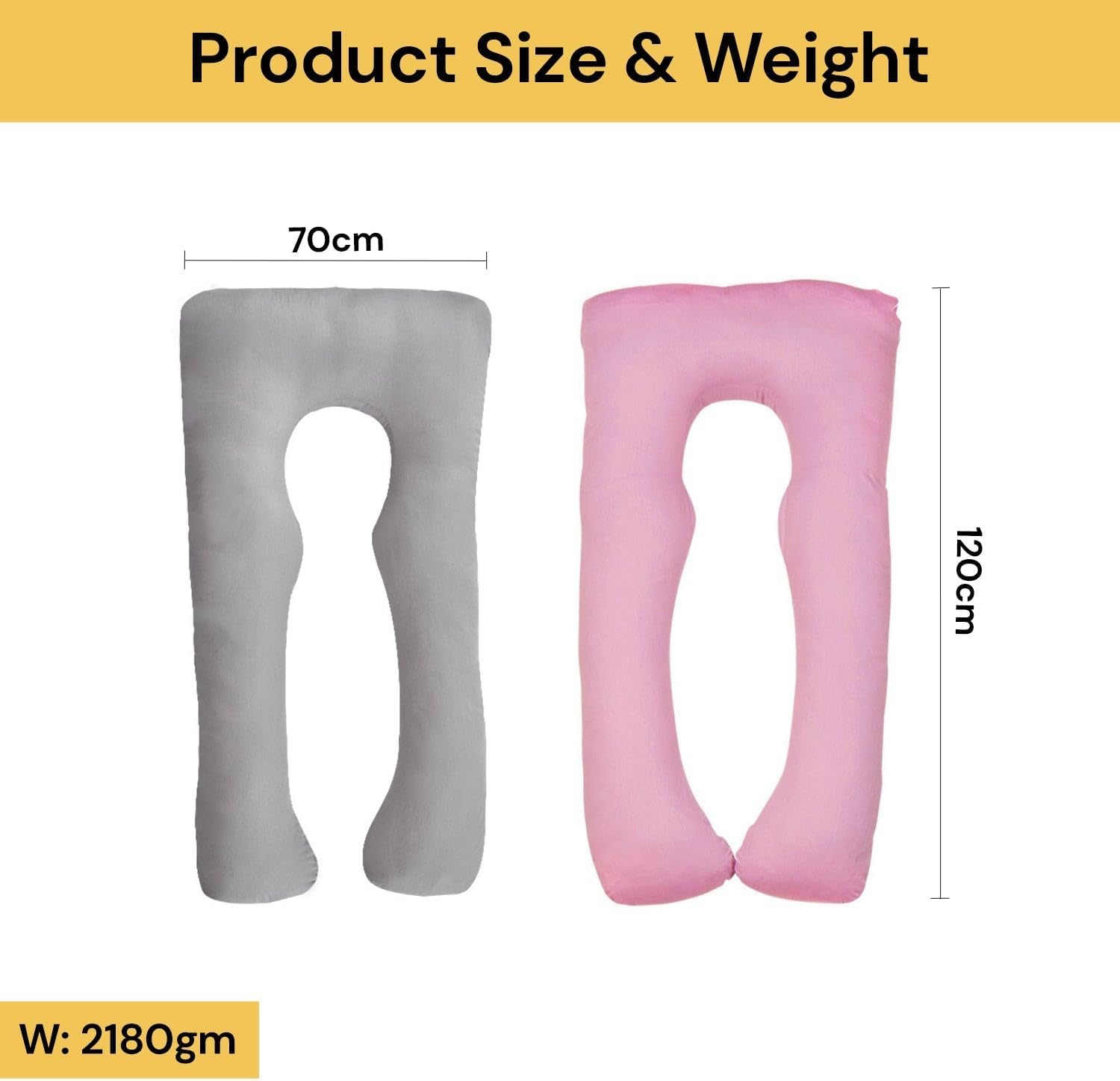 EZONEDEAL Pregnancy Pillow U Shaped Full Body Maternity Pillow Case with Removable & Washable Cover Body Feeding Support for Maternity Sleeping Pillow Pregnant Women (Grey) image number 4