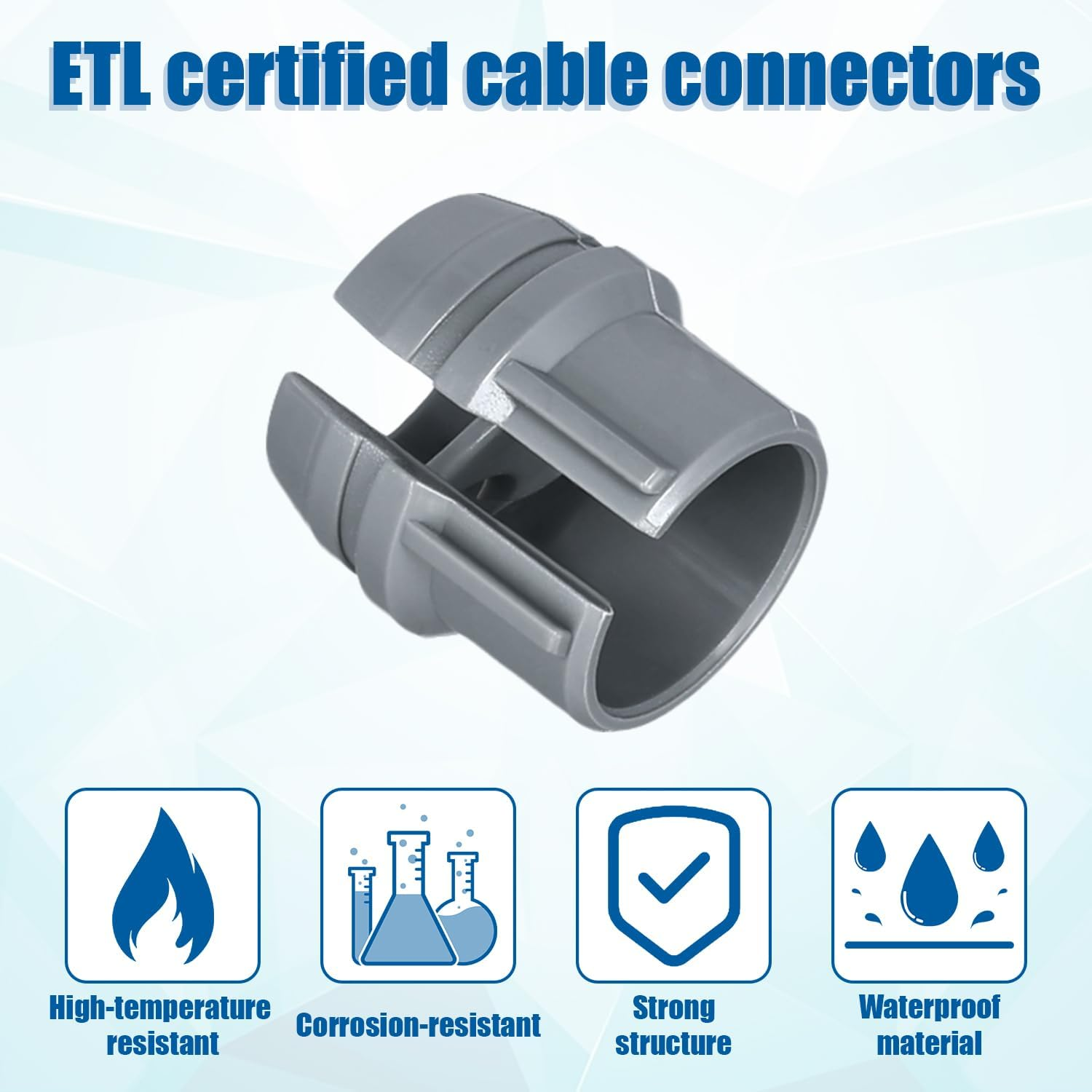 60Pcs Non-Metallic Cable Connectors, 1/2 Inch Snap Style Installation Single Cable 14/2-10/3 AWG, Two Electrical Cables 14/2-12/2-14/3 AWG, ETL Certified image number 2