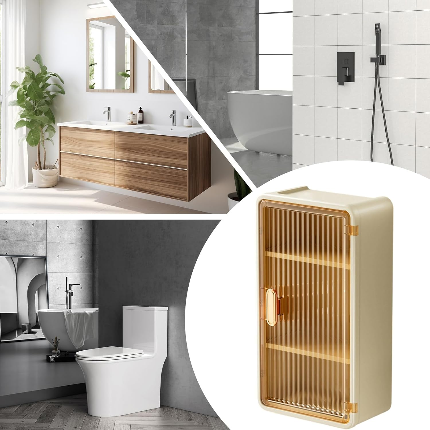 Tissue Holders for Bathrooms,Tissue Box Holder Cabinet Wall Mounted | Bathroom Accessories Storage Organizer for Shower Sponge Wet Wipes Toiletries Organization Kitchen Bedroom Apartment image number 5