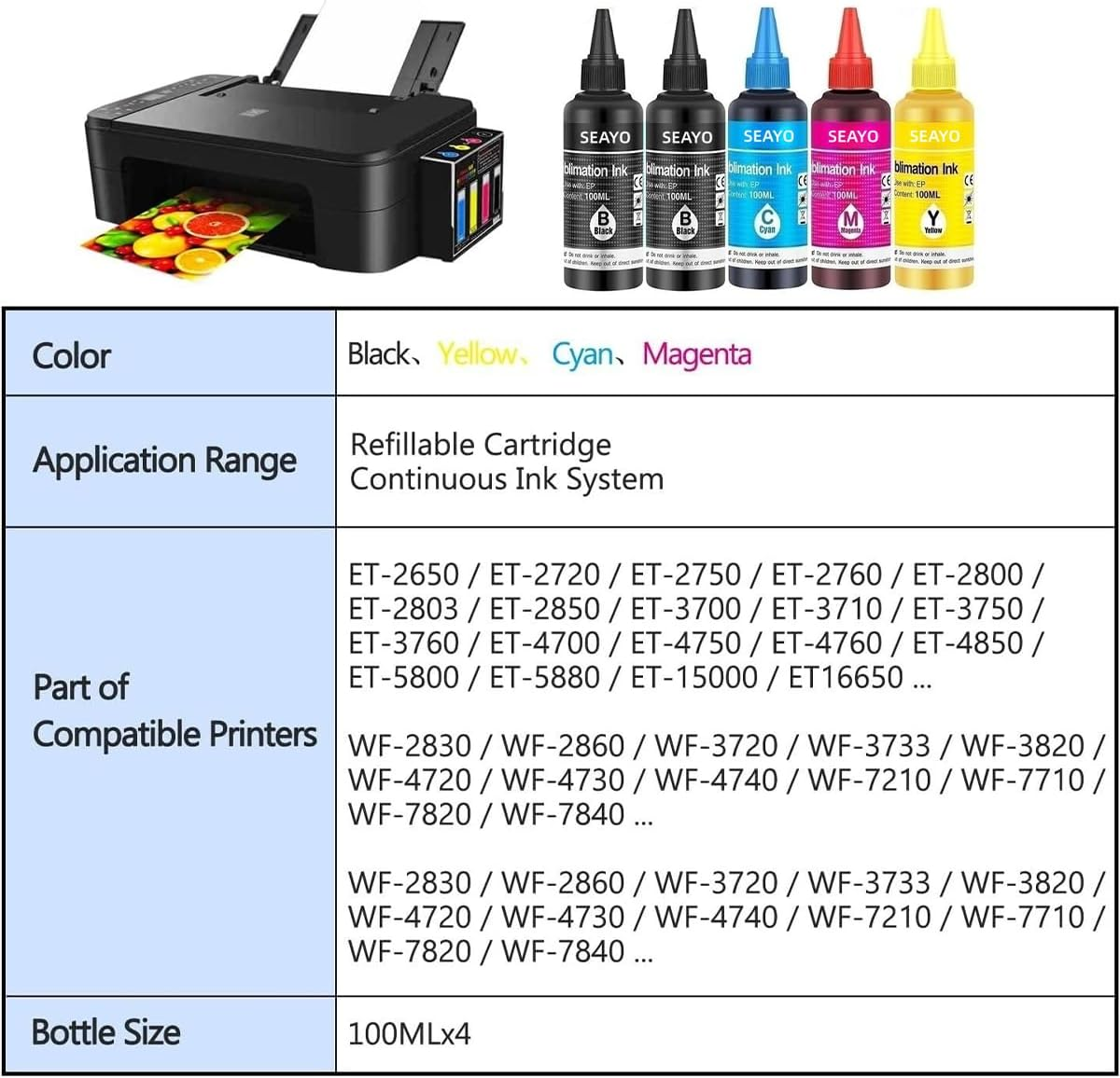 500Ml Sublimation Ink Refill Bottle for Heat Transfer on Mugs, Polyester Shirts, Mat, Etc