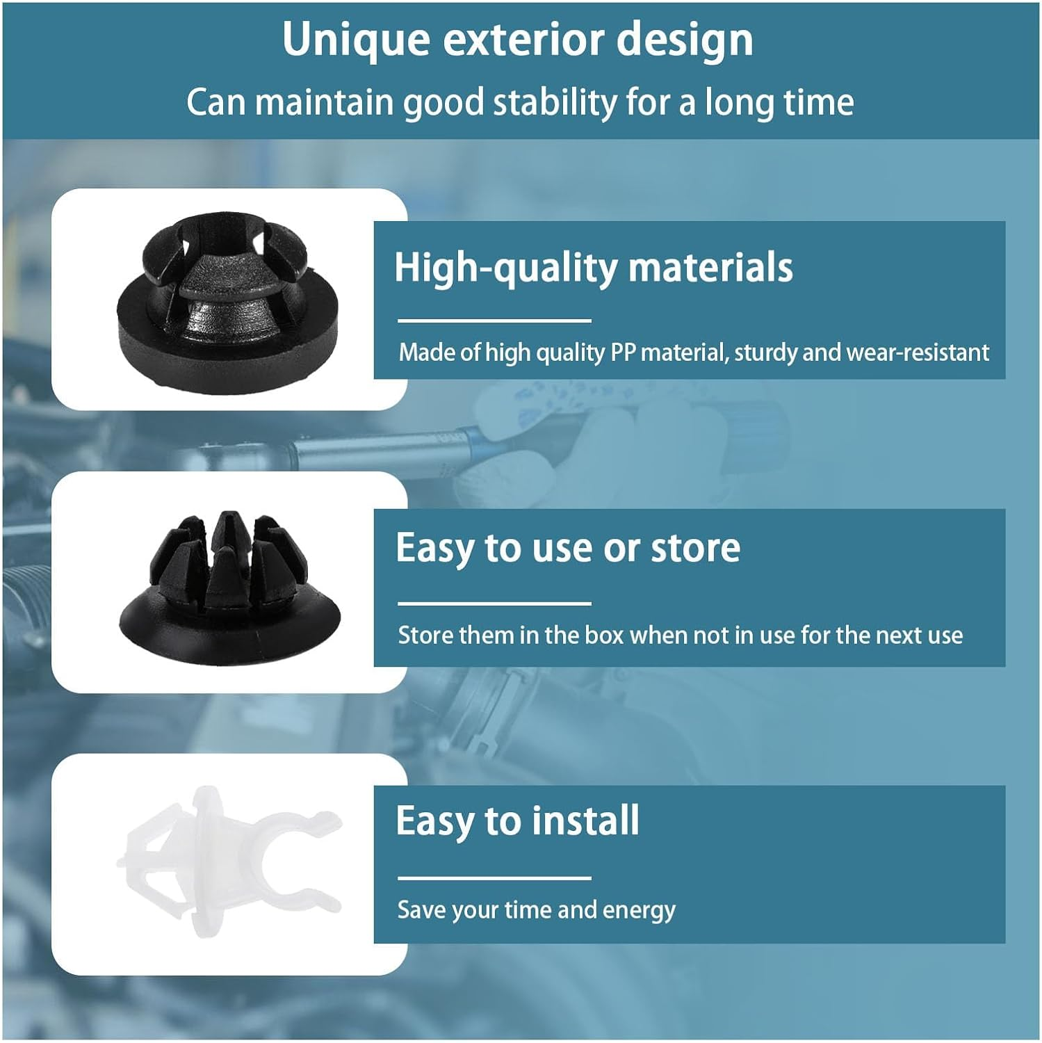 30 PCS Car Hood Prop Rod Holder Clips, Auto Engine Hood Support Rod, Vehicle Hood Grommet Clips for Most Cars, Bracket Decorative Clip Compatible with 91503-SS0-003 image number 5