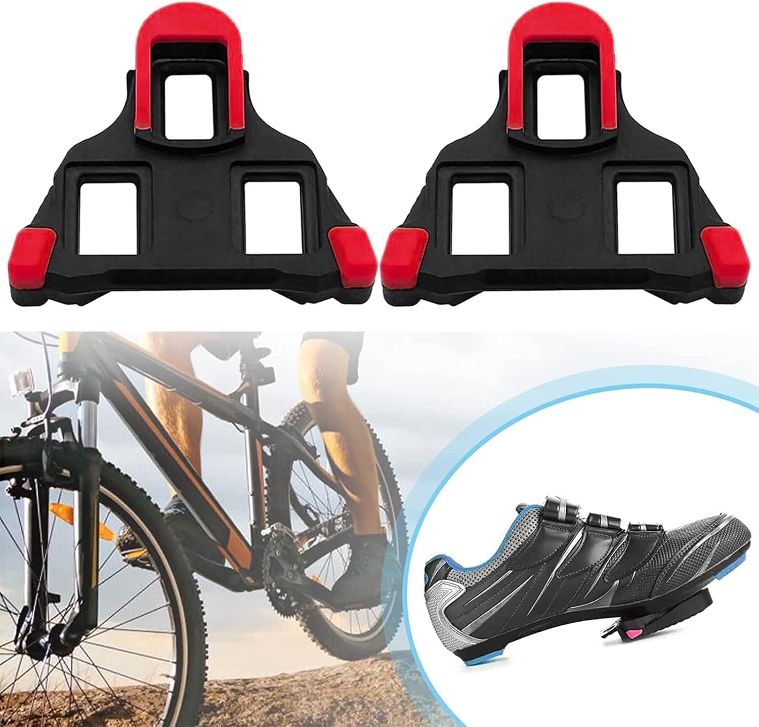 Cycling Deal Bike Cleats 6 Degree Compatible with Indoor Exercise Bikes Pedals, Clipless Spinning & Cycle Shoes, Road Bike Bicycle Cleat Set, Float Cleat Replacement for Standard Bicycle Pedal image number 1