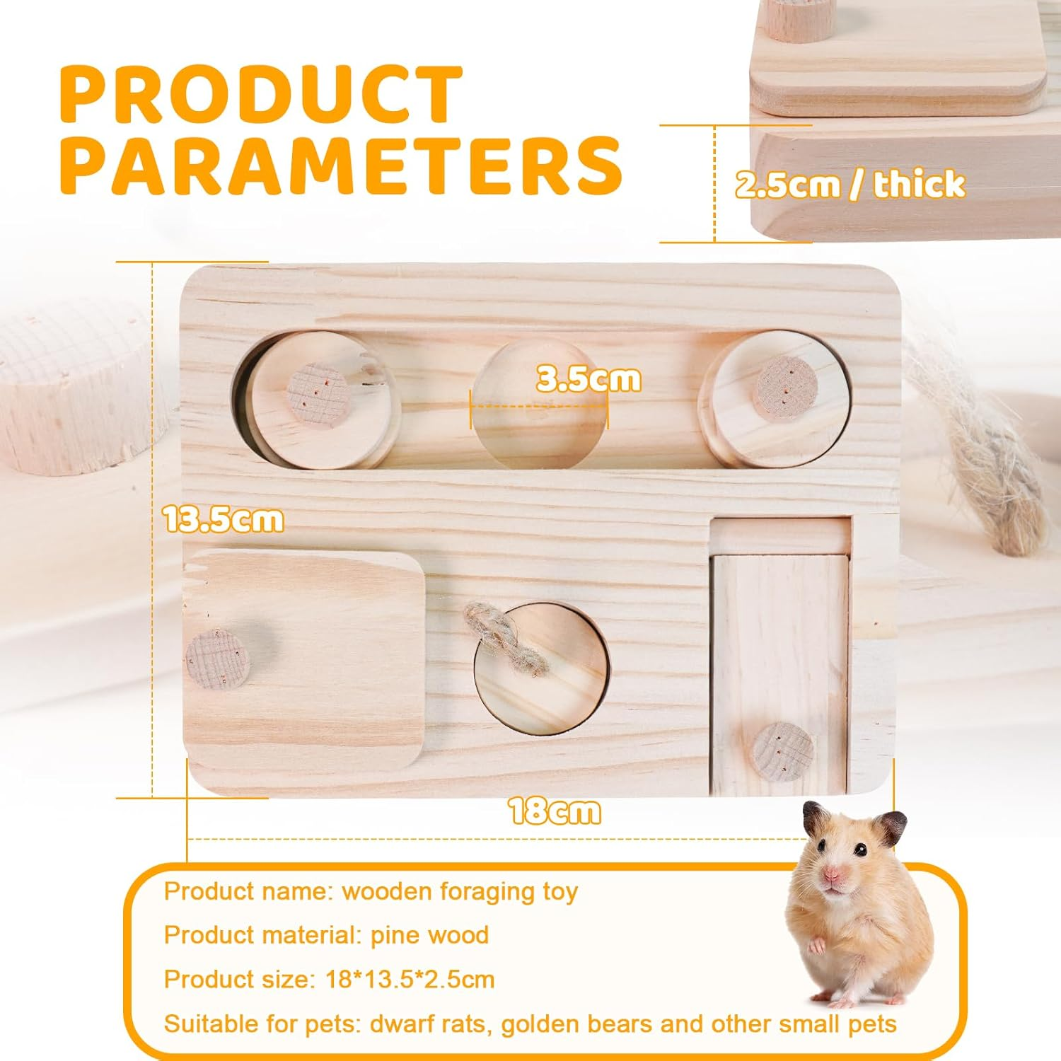 Volksrose Guinea Pig Foraging Toys, 6 in 1 Wooden Guinea Pig Accessories, Bird Enrichment Toy, Rabbit Treats Feeding Toys for Rat, Gerbils, House Mouse, Parrot, Budgie, Bunny (A)