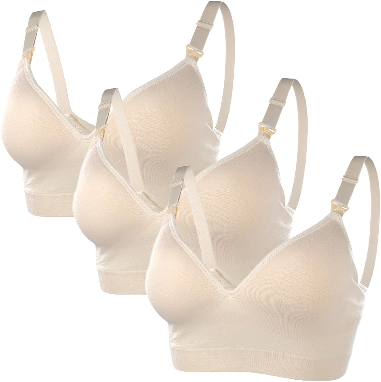 Dress Cici Premium Nursing Maternity Bra - V Plunge Full Coverage Non-Wired Wireless, 3 Pack
