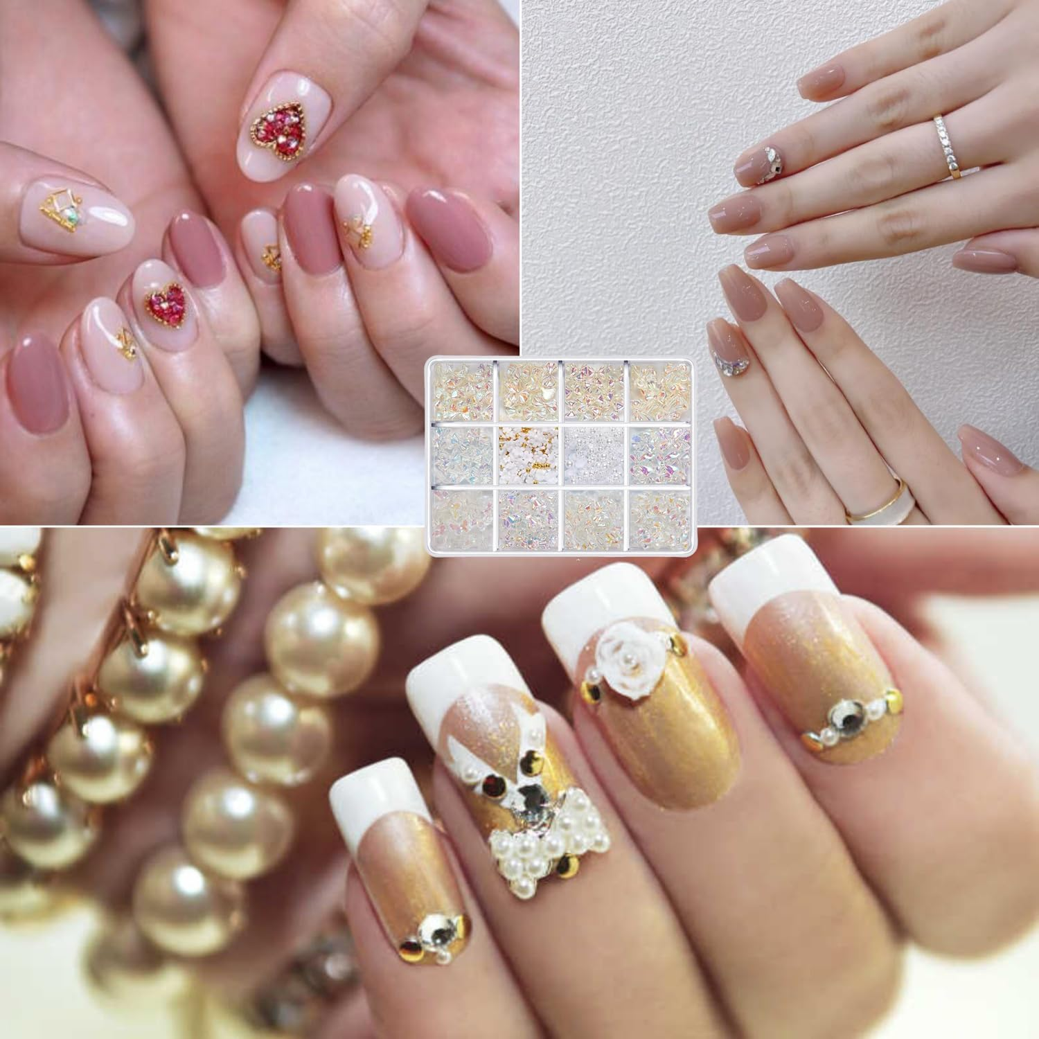 Taicols 850Pcs 3D Bow Nail Charms,Clear Colorful Nail Art Charms Bowknot Nail Art Rhinestones and Pearls with Tweezers,Nail Pens Nail Decorations Accessories for Women Party, Daily image number 4