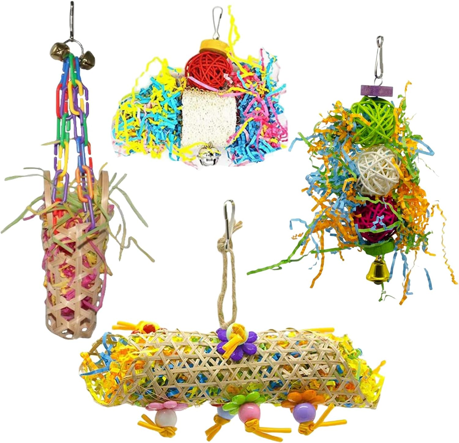 Nybhyjka Bird Foraging Toys | Cockatiel Foraging Toys, Supplies Colorful Chew Play Set for Cage Climbing Perches Hangers Lovebirds Daily Training inside Home Holidays