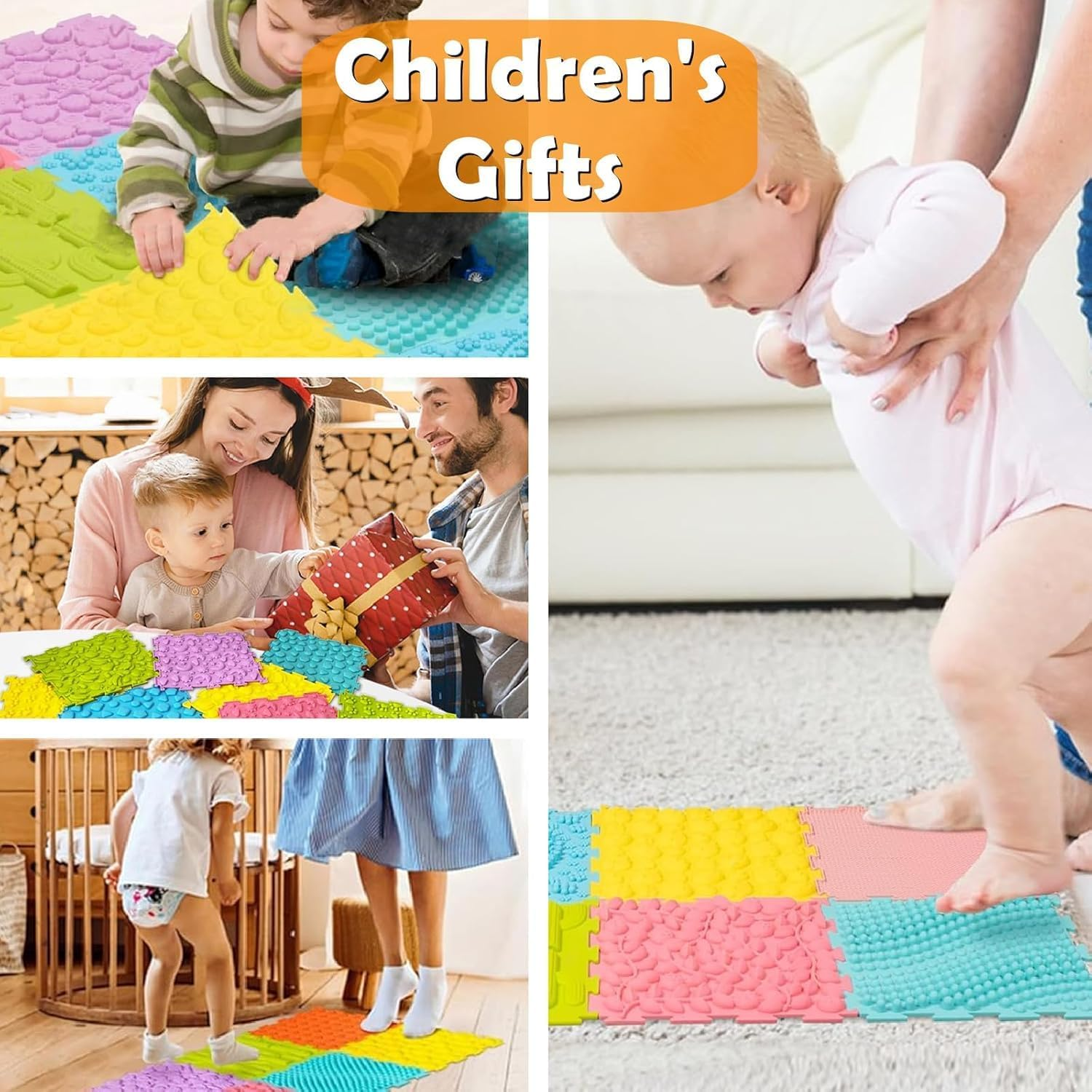 Massage Puzzle Floor Mats Orthopedic Game Mat Multicolor Silicone Training Mat Textured Sensory Play Mat Tiles for Kids and Adult,Autistic Children image number 2