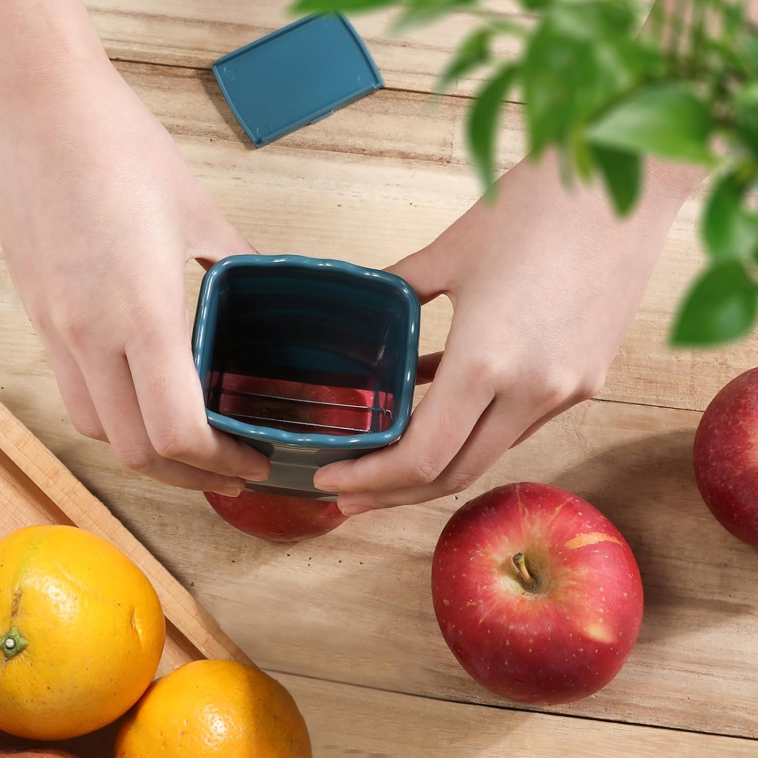 2Pcs Multifunctional Cup Slicer, Stainless Steel Fruit Slicer Cutter for Strawberry Banana Egg Vegetable Quickly Make Salad Kitchen Gadgets (Dark Blue) image number 5