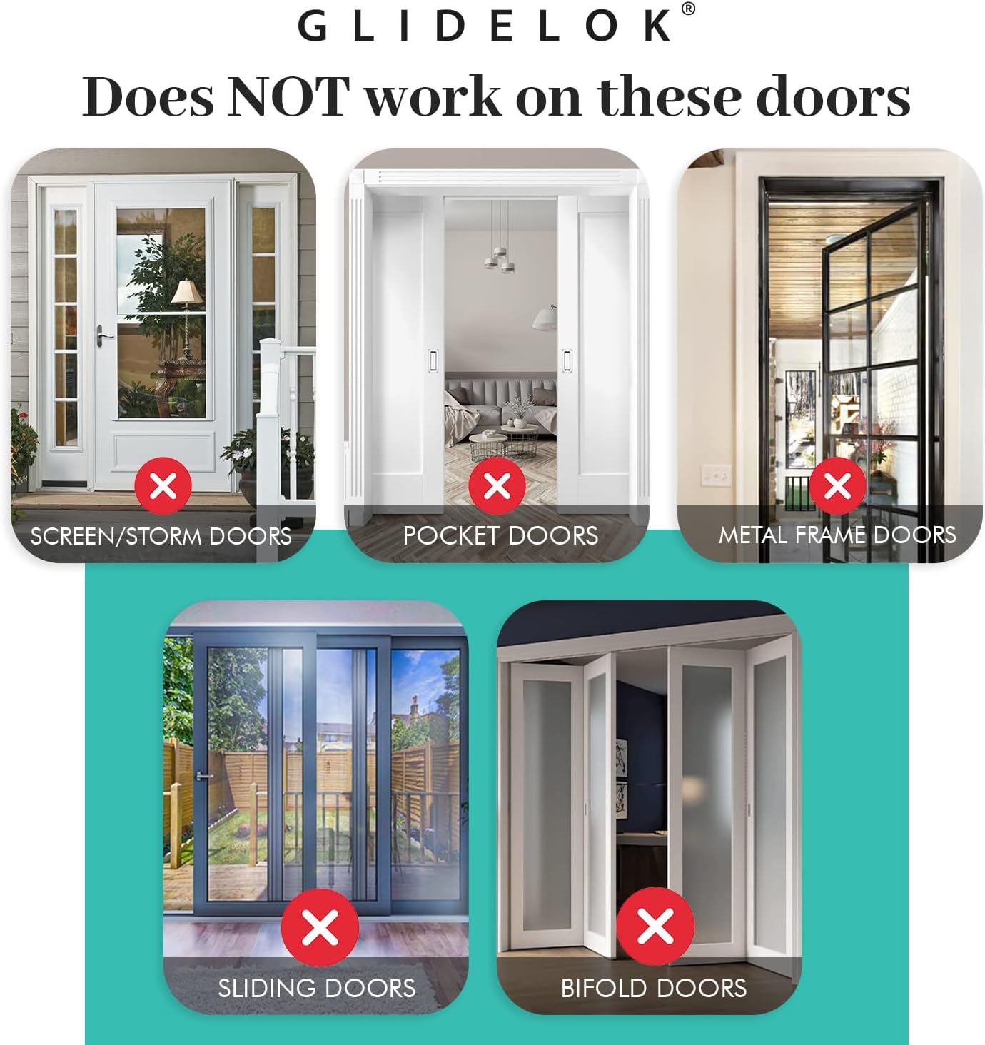 2 Pack &ndash; Glidelok Child Safety Door Top Lock | for Interior & Exterior Doors | Lock & Unlock from Both Sides | Stop Kids, Pets, Dogs & Cats from Opening Doors image number 5