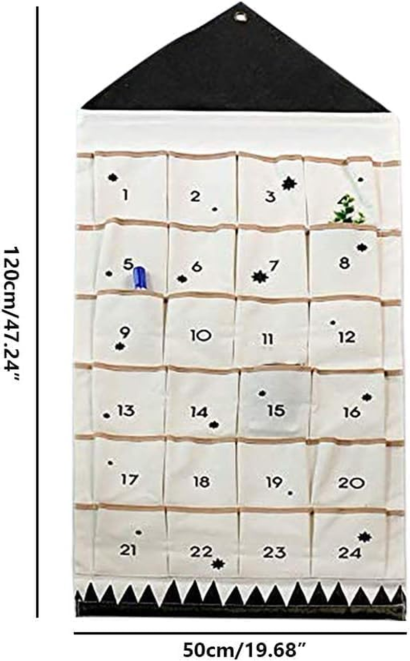 2021 Christmas Advent Calendar, Fabric Christmas Advent Calendars to Fill,Advent Hanging Calendar Christmas 2021 Countdown Cloth with 24 Pockets for Xmas Decorations image number 5