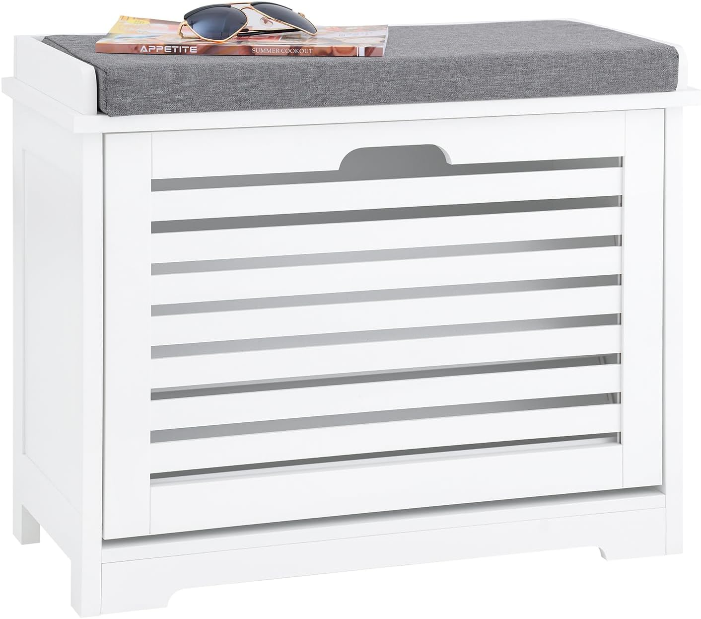Sobuy Hallway Bench Shoe Storage Cabinet with Drawer & Seat Cushion FSR184-K-W image number 3