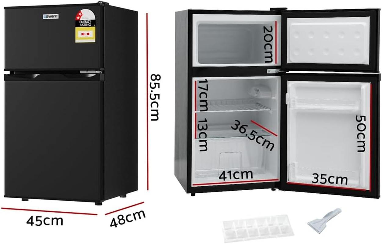 Devanti Bar Fridge, 80L Mini Fridges Organiser Refrigerator Chest Freezer Portable Small Wine Cooler Home Bedroom Car Boat Camp Office Countertop, Fast Frozen Quiet Operation Black image number 2