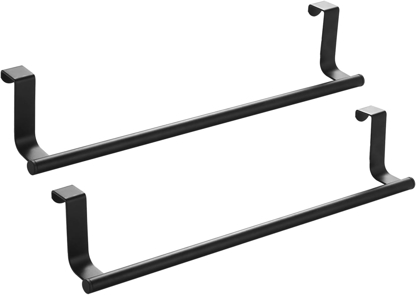Breikuth over Door Towel Rail 35.5Cm Tea Towel Holder for Kitchen over Cabinet Towel Bar Stainless Steel 2PCS (Matte Black)