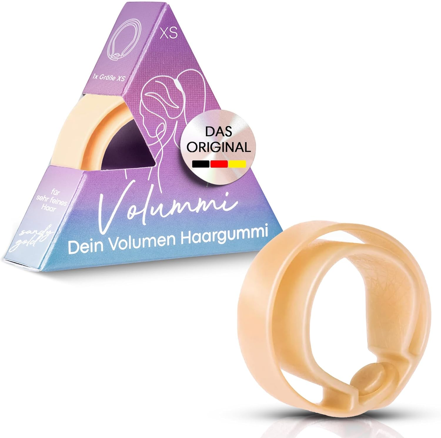 Volummi Hair Scrunchie, Innovative Ponytail Scrunchie for Visibly More Volume in the Ponytail, Strong Hold & Gentle on Hair, the Original Made in Germany [Sandy Gold XS for Very Thin Hair] image number 6