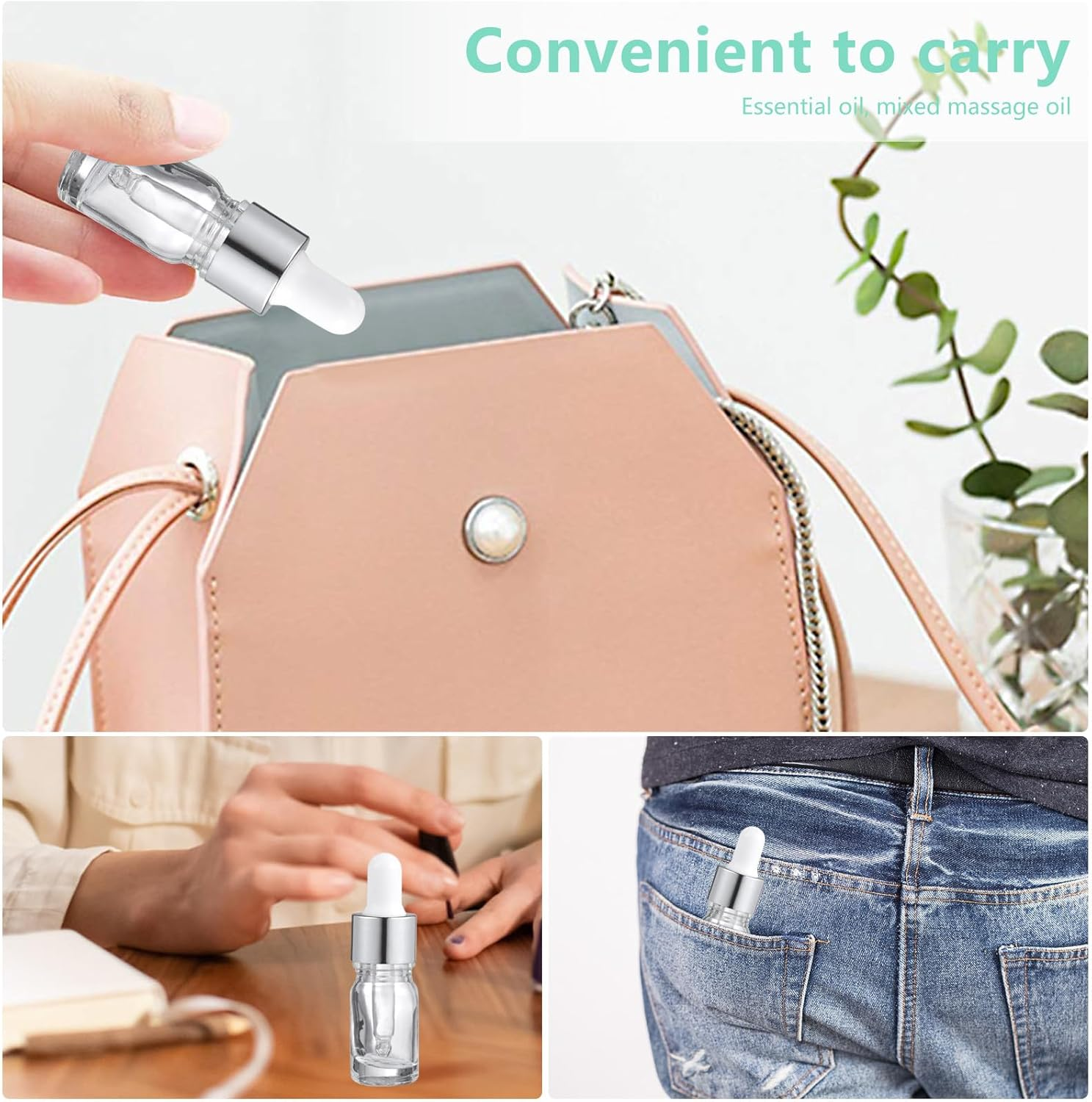 TEHAUX 15Pcs 5Ml Glass Dropper Bottles with Bright Silver and White Silicone Bulb, Essential Oil Containers for Aromatherapy and Cosmetic Liquid Storage image number 4