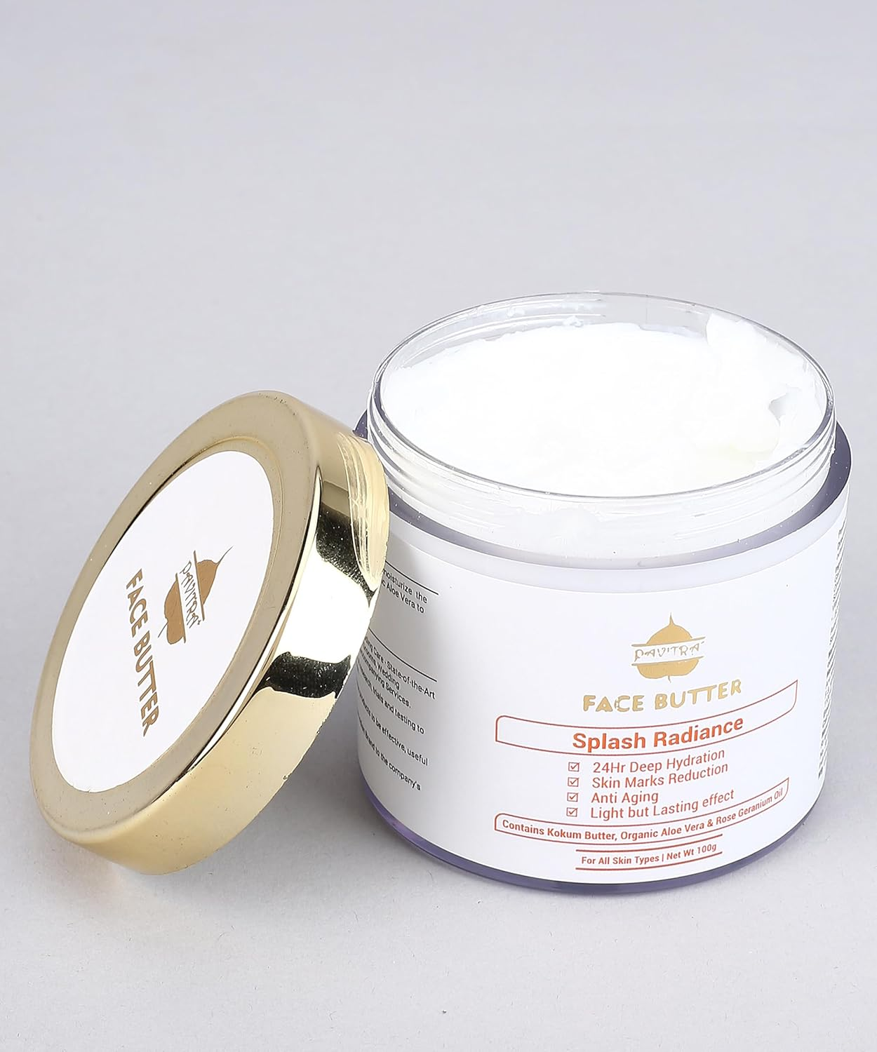 Pavitra+ Face Butter for Moisturization & Hydration with Organic Aloe Vera, Kokum Butter & Vitamin E 100Gm (Pack of 1) image number 4