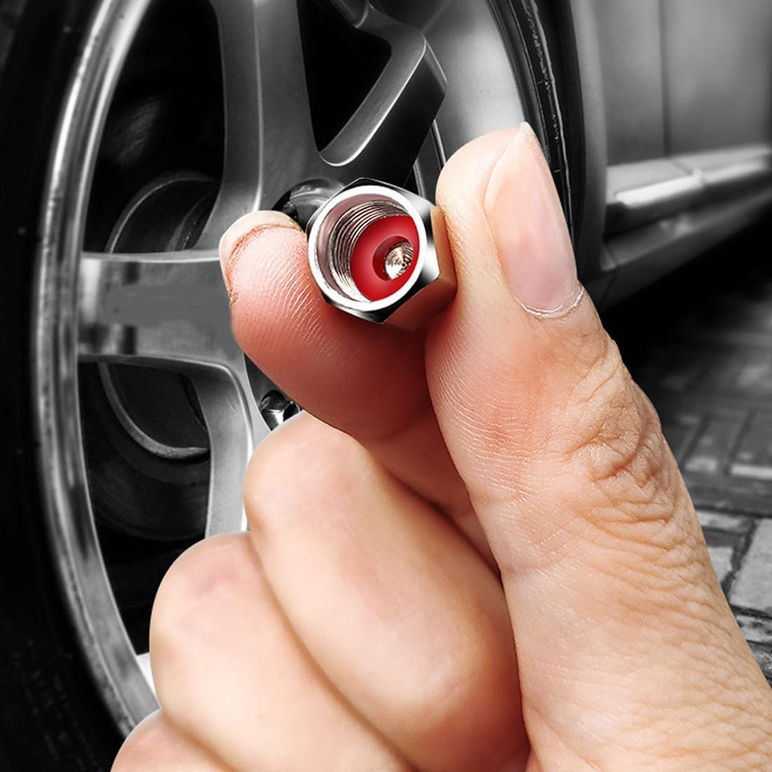 JRYXDS 16 Valve Caps Black Universal for Car, SUV, Motorcycle & Truck, Tyre Valve Closure, Wheel Valve Cover, Rubber Caps with Seal, Marking Vl/Vr/Hl/Hr image number 2