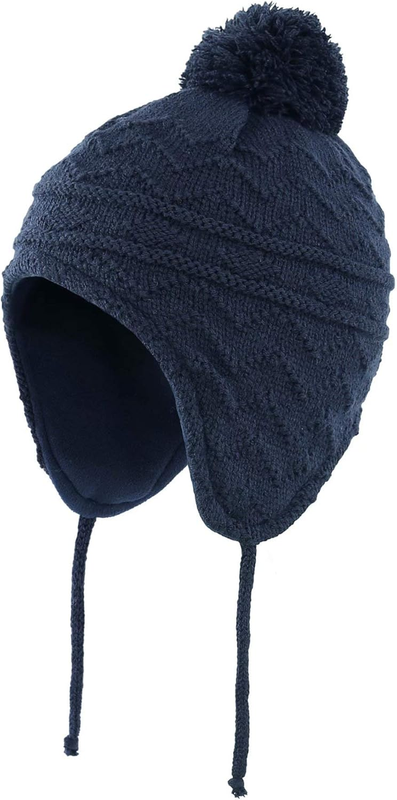 Connectyle Toddler Boys Girls Fleece Lined Knit Kids Hat with Earflap Winter Hat image number 7