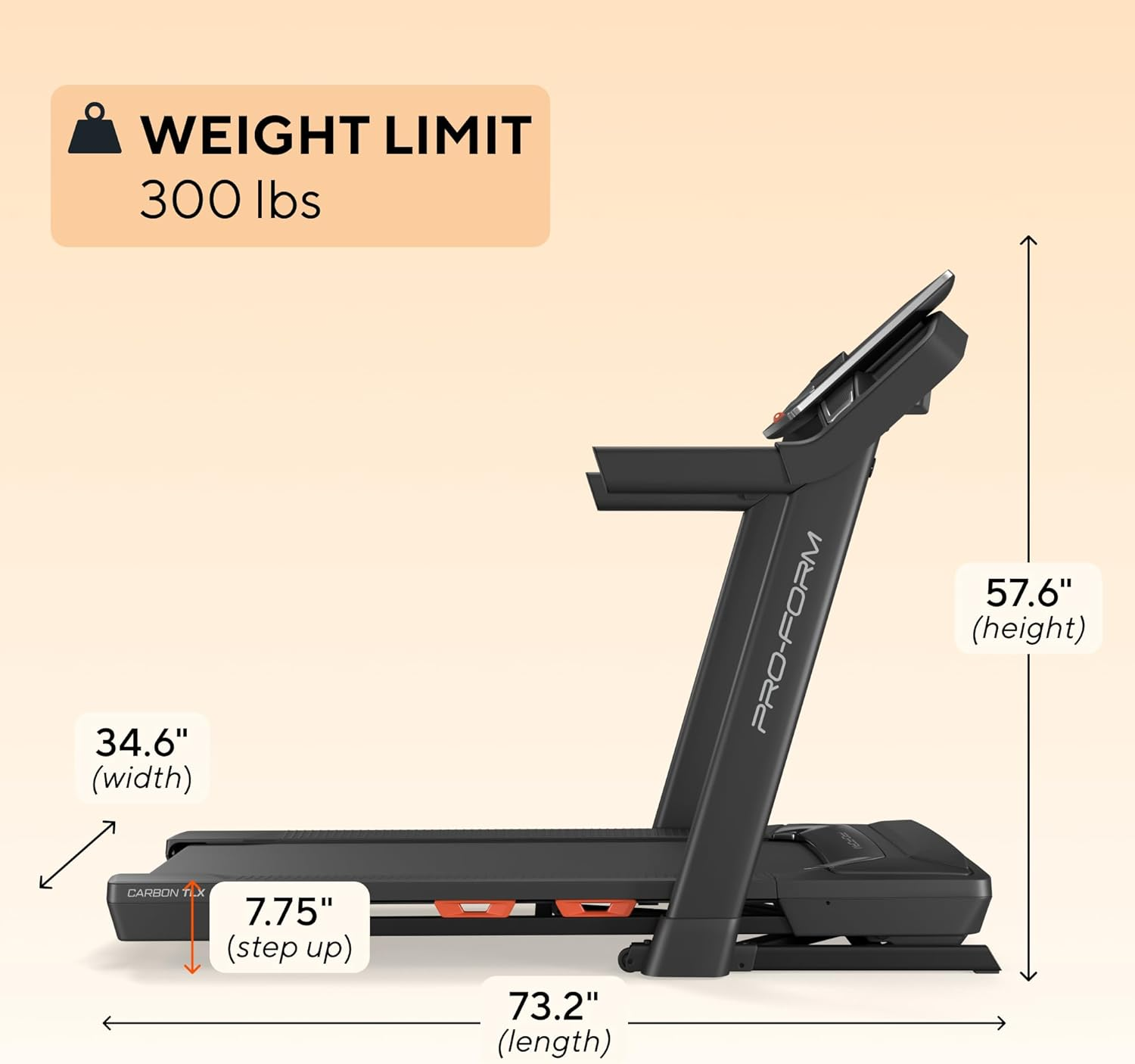 Proform Carbon TLX Treadmill - Perfect for Walking and Running With: 20 KPH Digital Quickspeed Control, 7&rdquo; Multi-Colour Display, Foldable Space Saving Design for Easy Storage and Bluetooth Enabled. image number 6