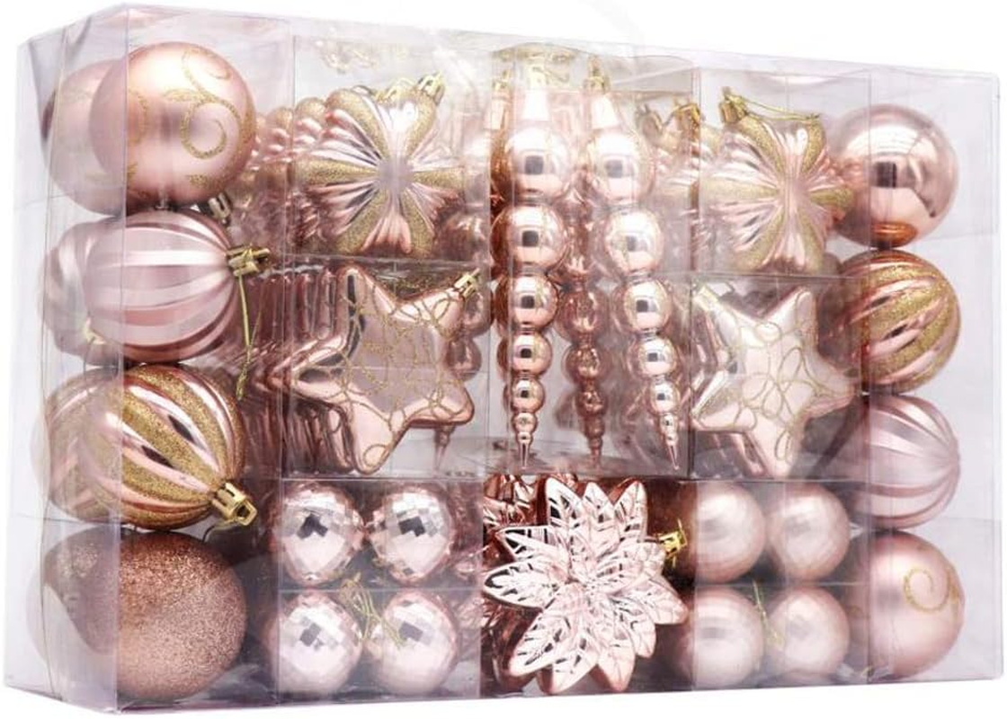 73Ct Assorted Shatterproof Christmas Ornaments Luxury Collection Set in Reusable Hand-Held Gift Package for Christmas Tree Decoration (Black)