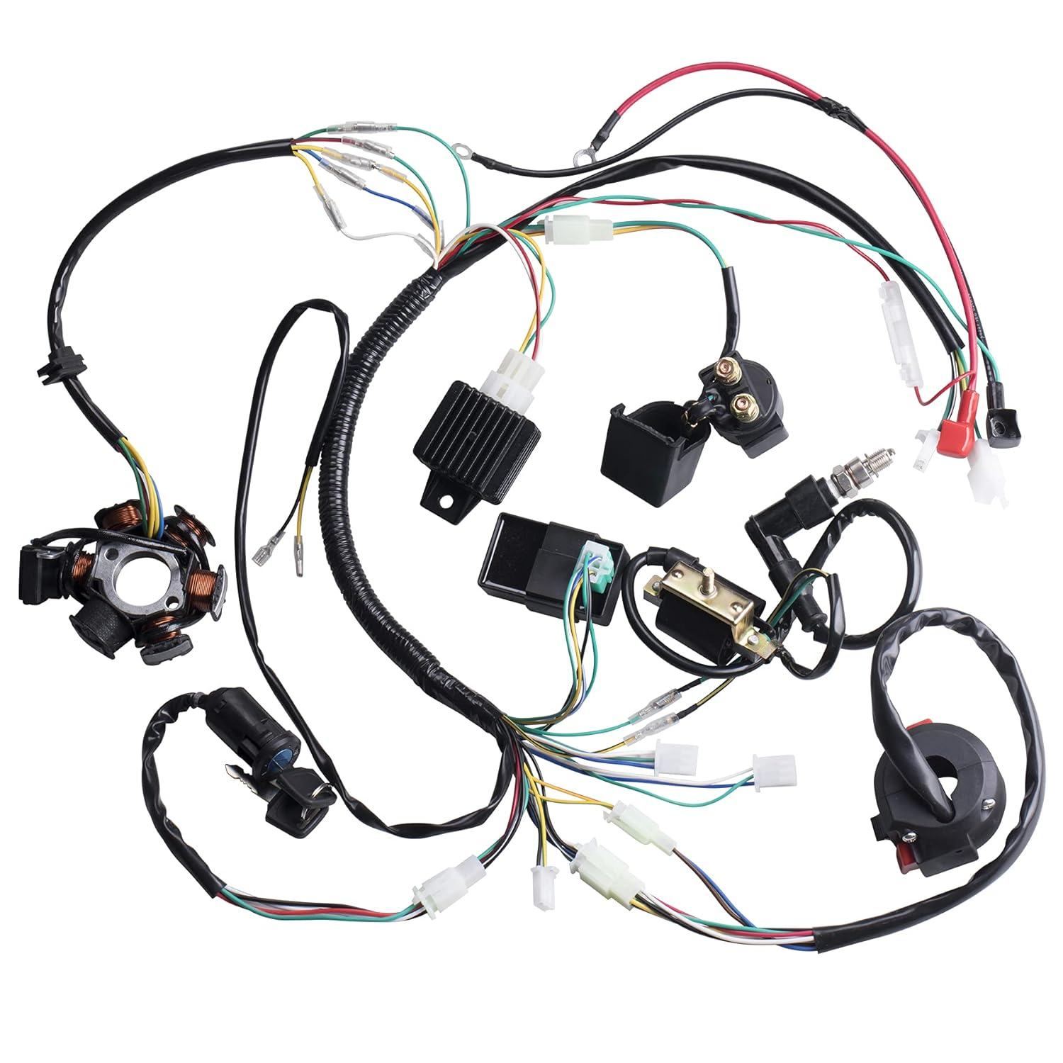 Complete Electrics Wiring Harness Coil Stator Solenoid Relay CDI Spark Plug for 4 Wheelers Stroke ATV 50Cc 70Cc 90Cc 110Cc 125Cc Go Kart Pit Quad Dirt Buggy Bike Parts By image number 4