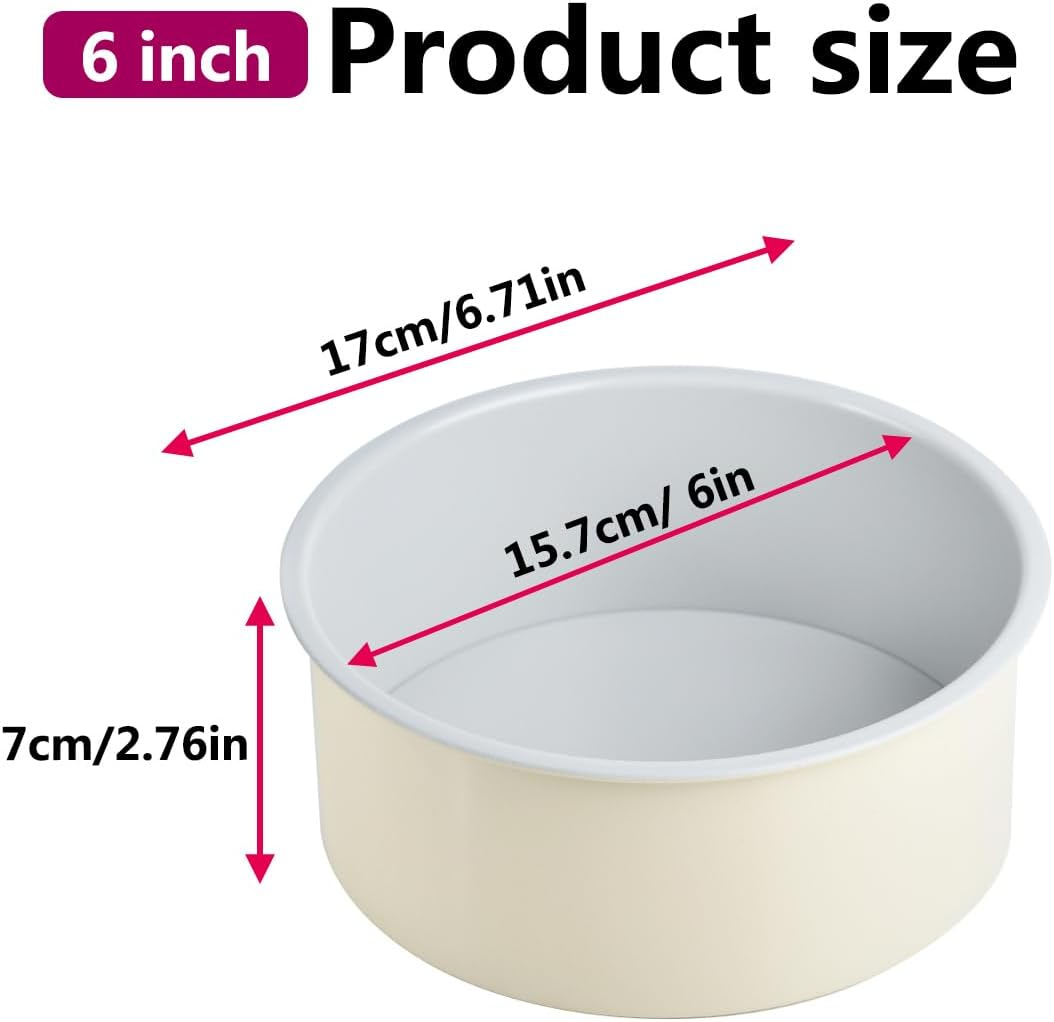 Guowall 6 Inch Removable Bottom round Cake Pan for Layer Cake Cheese Cake Nonstick Cake Mould Baking Tray with Metal Reinforced Frame - Cream Color image number 3