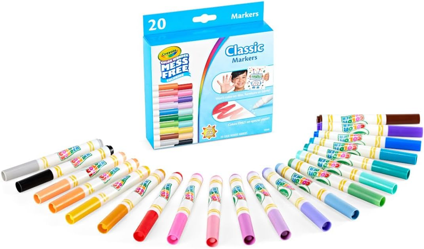 Crayola Color Wonder Marker Refill Set (20Ct), Mess Free Broad Line Markers for Toddlers, Mess Free Coloring for Kids, Toddler Gifts image number 1