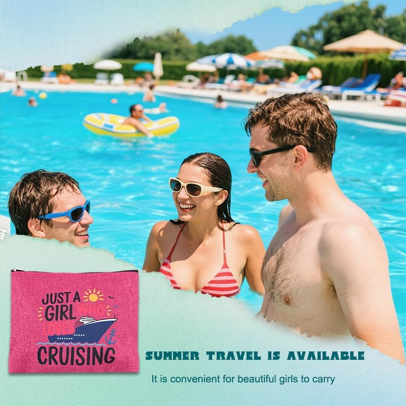 Cruise Travel Makeup Bag for Women Cruise Themed Gift Bags for Cruise Lovers Daughter Granddaughter Cruise Ship Gifts for Girls Summer Vacation Makeup Bag Essentials Beach Zipper Pouch image number 1