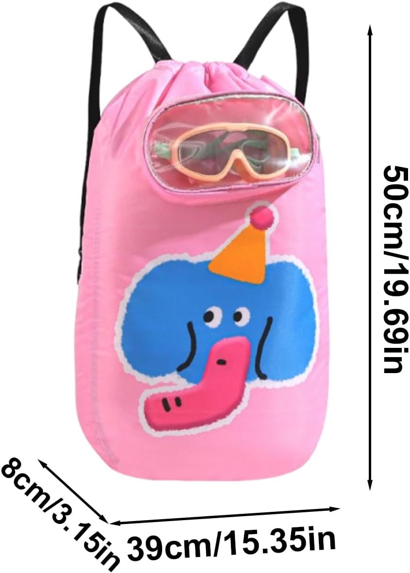 Rronnoy Kids Swim Bag - Drawstring Backpack Swimming Bag - Sandproof Large Capacity, Lightweight Travel Accessories for Sports Gym Camping Summer Vacation image number 3