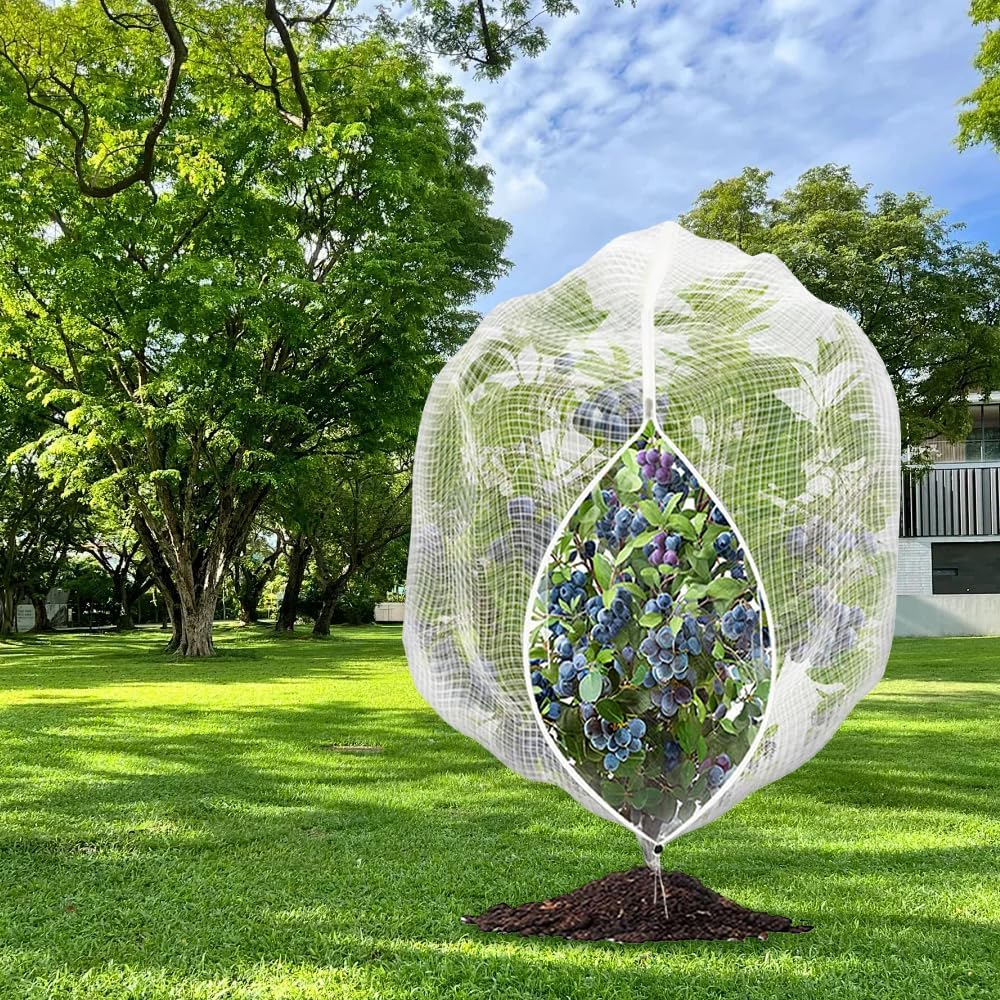 2 Pack Insect Netting Plant Covers with Drawstring and Zipper, 1X1.2M PE Mesh Garden Bug Net, Durable & Reusable Bird Protection Mesh, Bird Barrier for Potted Plants, Fruit Trees image number 2