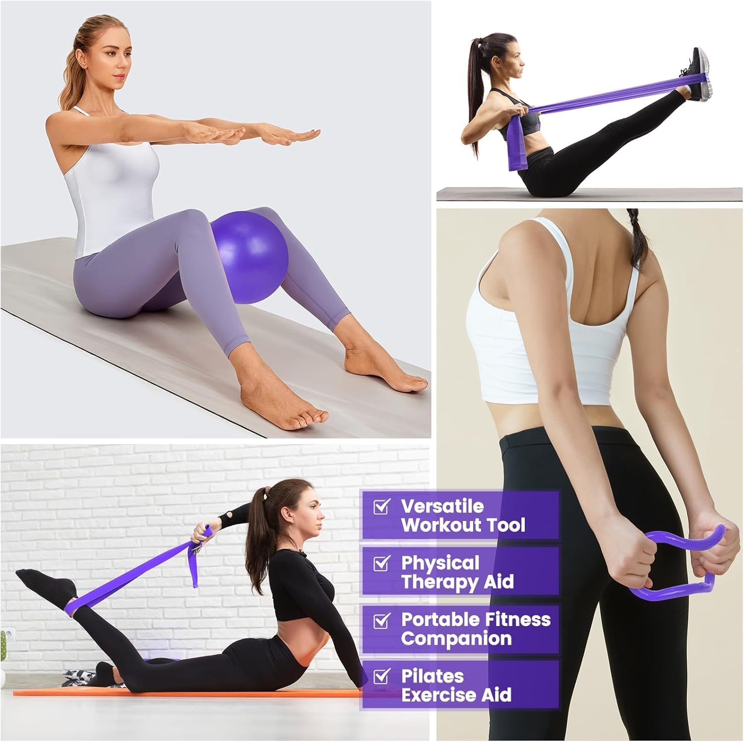 9PCS Home Pilates Kit &ndash; Complete Pilates Equipment Set with Pilates Ring, Yoga Ball, Resistance Bands, Stretch Strap & Non-Slip Socks &ndash; Essential Pilates Kit for Strength image number 4