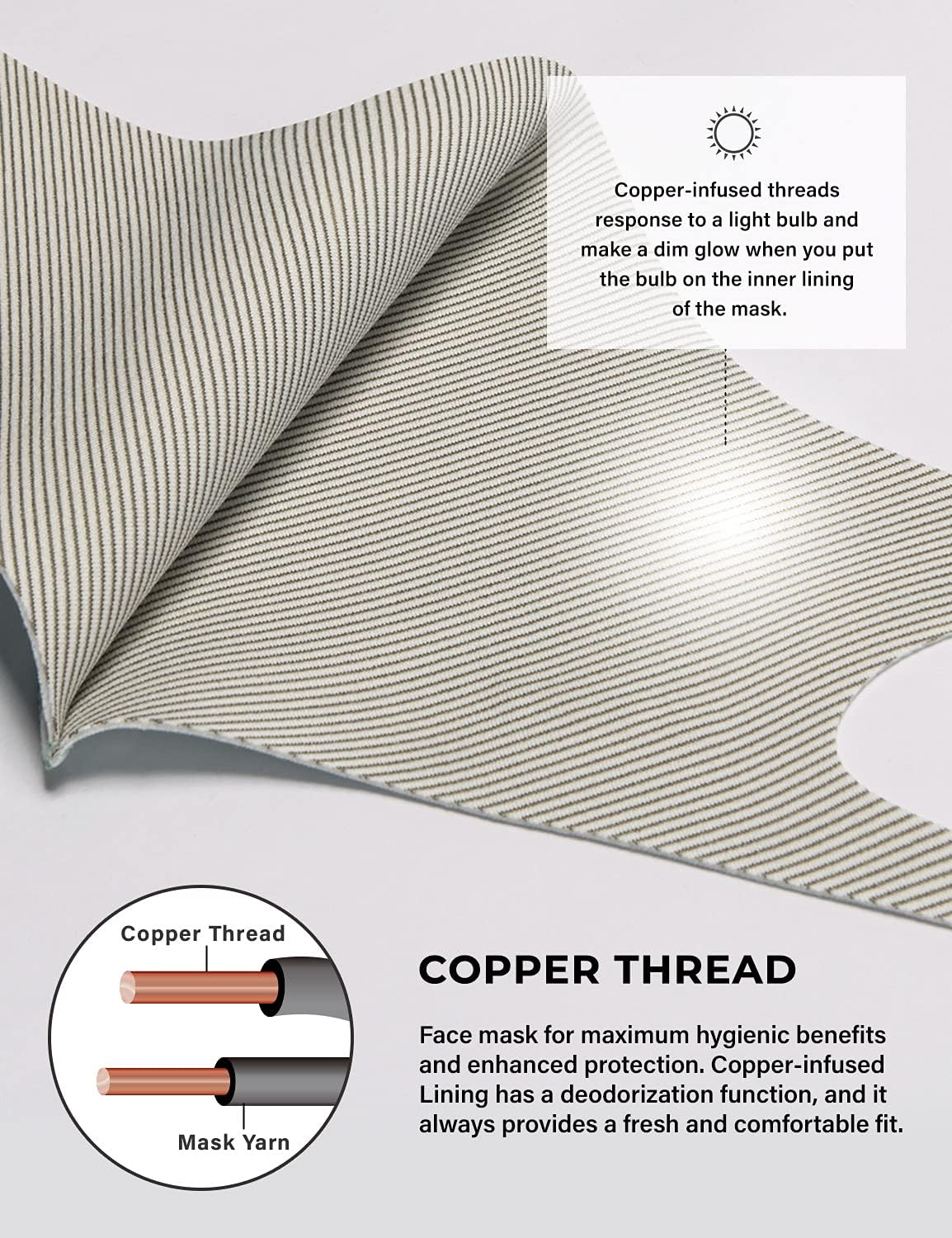 TSLA Men & Women'S Copper Infused Face Mask, Washable Reusable Face Masks, UPF 50+ Lightweight Breathable Mask, Large image number 6