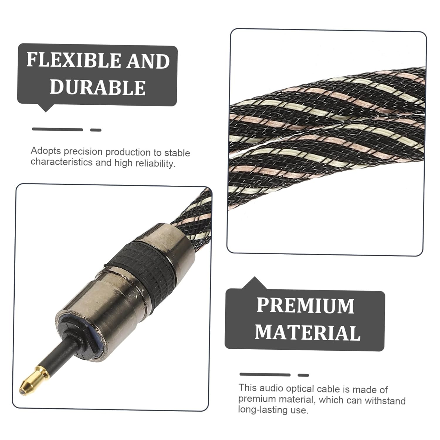 Digital Optical Audio Cable 1.5M Fiber Male to Male Cord for Sound Bar and Tv High-End Square round Connector Home Theater Audio Cable for Australian Users image number 2
