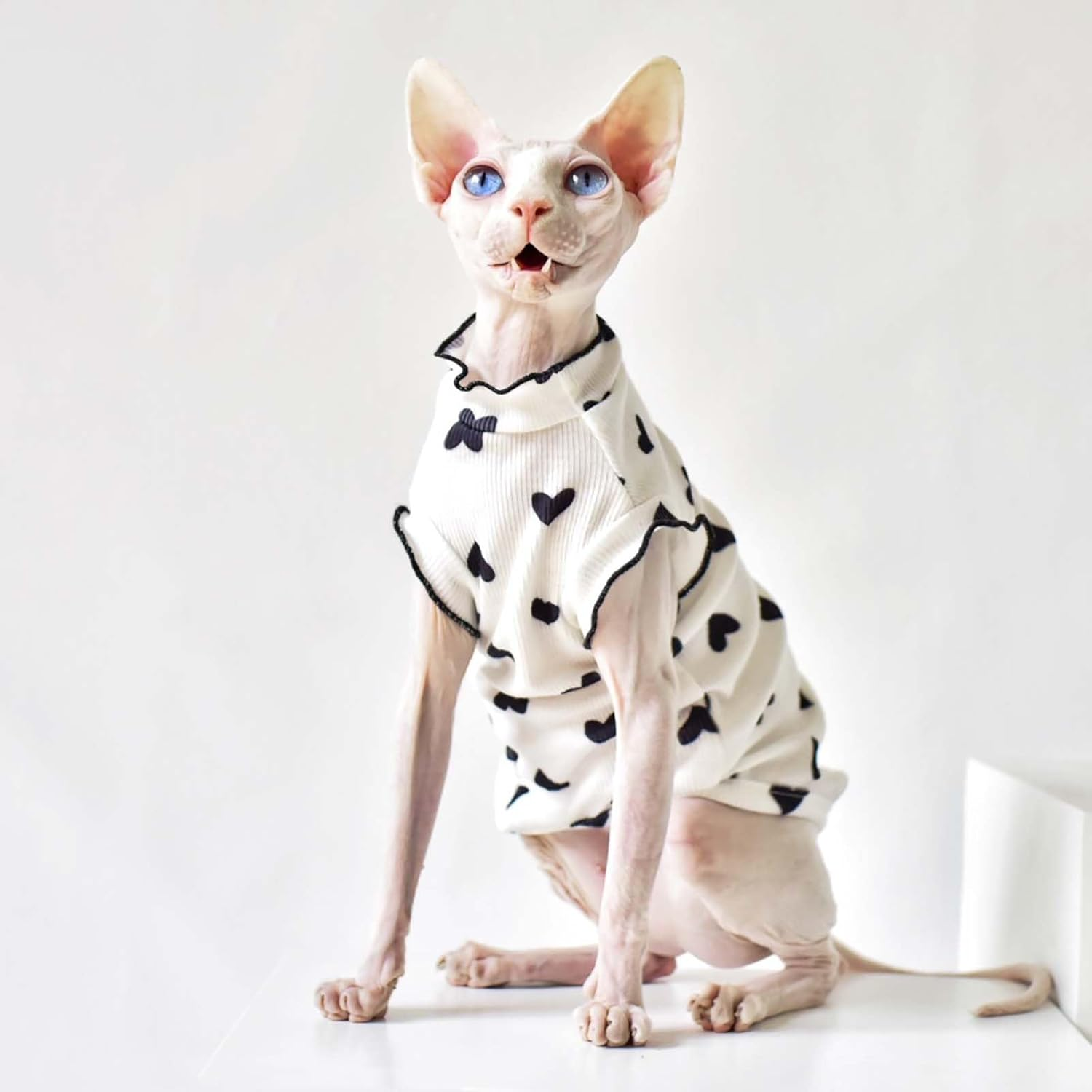 UOSIA Hairless Cat T-Shirts Cat Clothes Breathable Cat Shirts Cute Kitten Vest Skirt Pullover Cat Sweaters Pet Summer Apparel for Sphynx Cornish Rex Devon Rex Peterbald Small Dogs image number 7