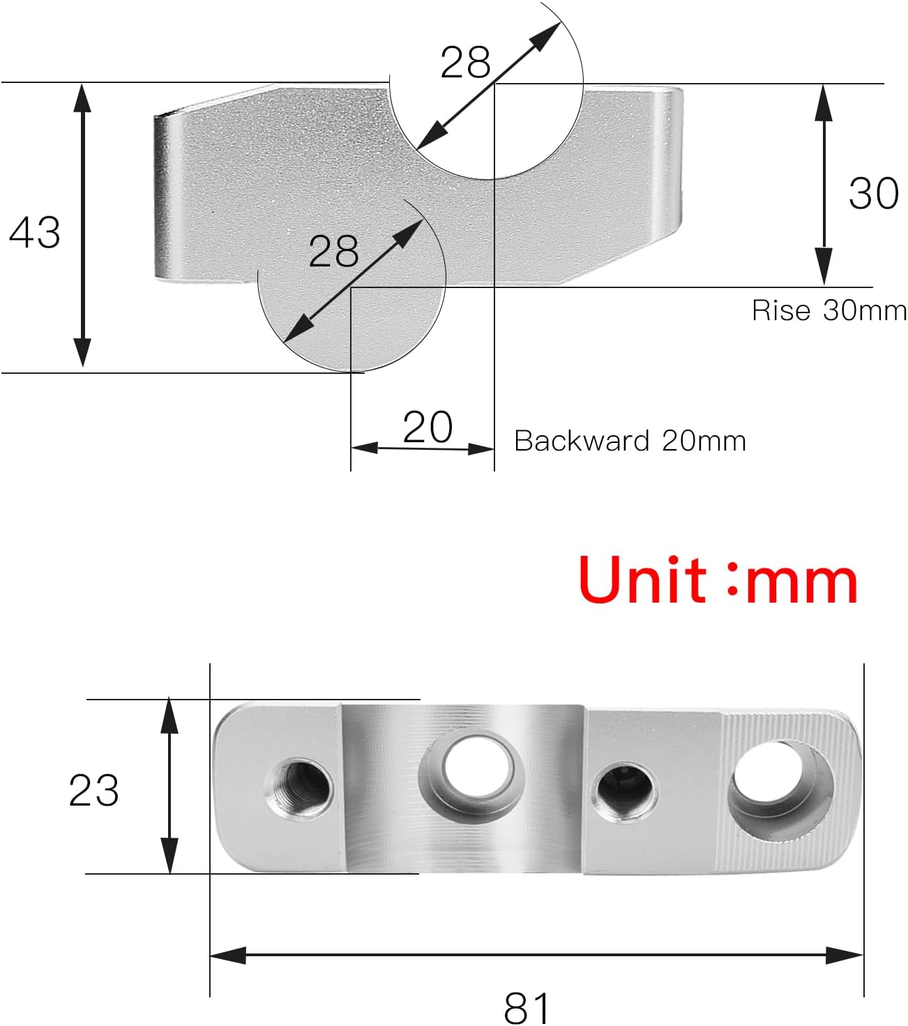 Motorcycle Handlebar Handle Bar Riser Heighten Compatible with Honda NX500 CB650R CB300R CB250R CB500F CB500X (Black) - Black image number 4