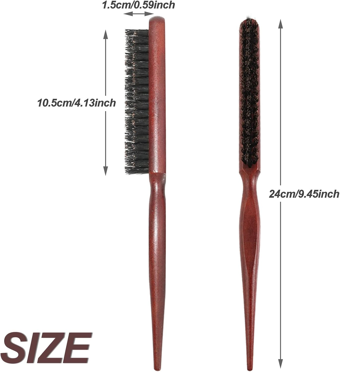 Sularpek Teasing Hair Brush,Back Hair Brush,Boar Bristle Hair Brush with Tail Handle,For Long Thick Curly Wavy Dry or Damaged Hair Reducing Hair Breakage