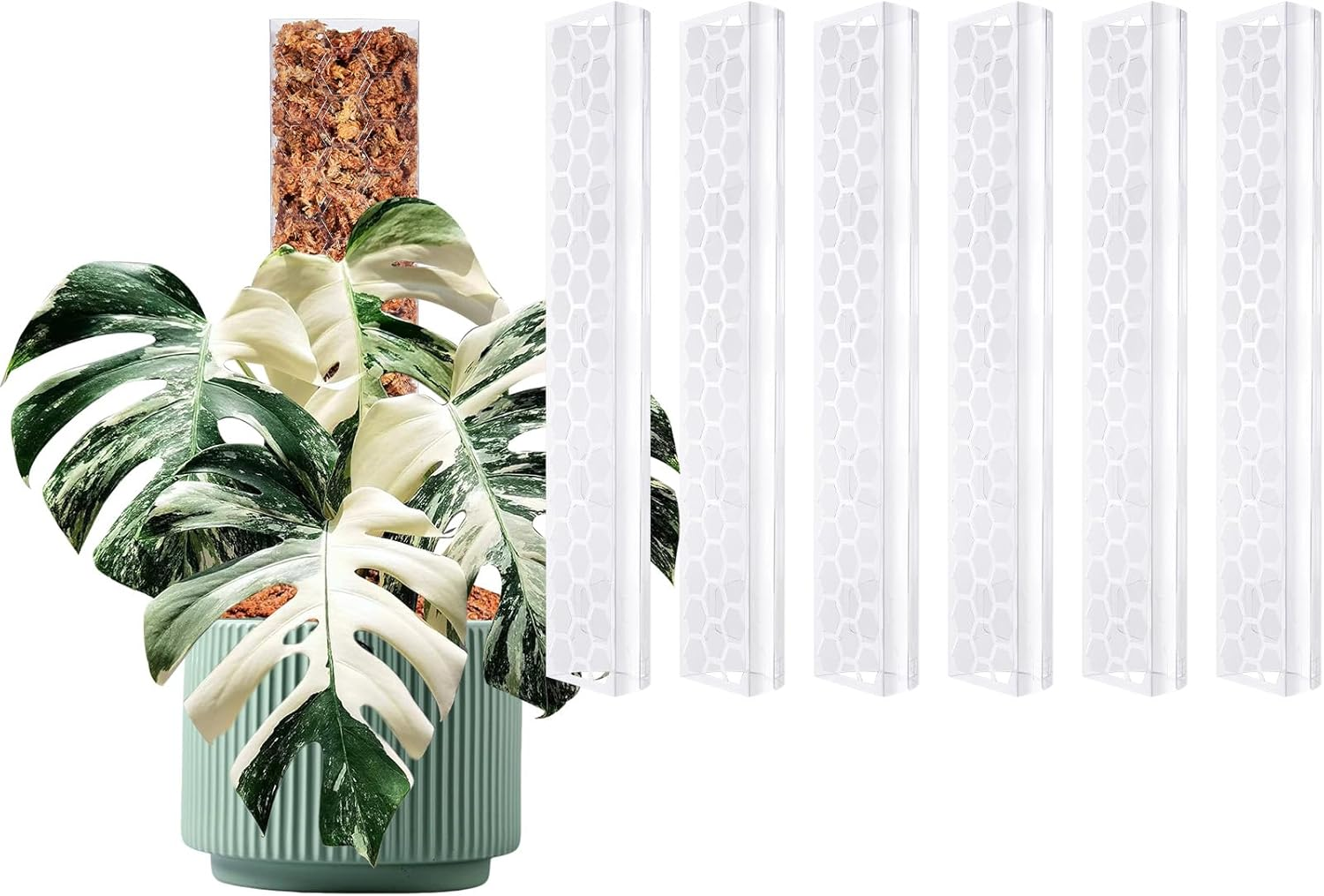 Haispring 6 Pcs 17 Inch Plastic Moss Pole for Plants Monstera,Designed Specifically for Climbing Plants, Stackable Plant Support for Indoor Plants