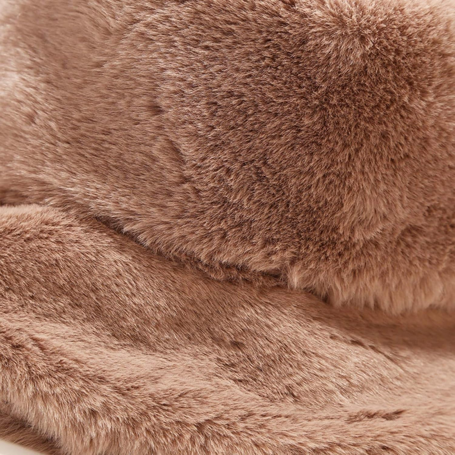 Fluffy Faux Fur Bucket Hat Winter Warm Hat for Women Men - A Caramel image number 3