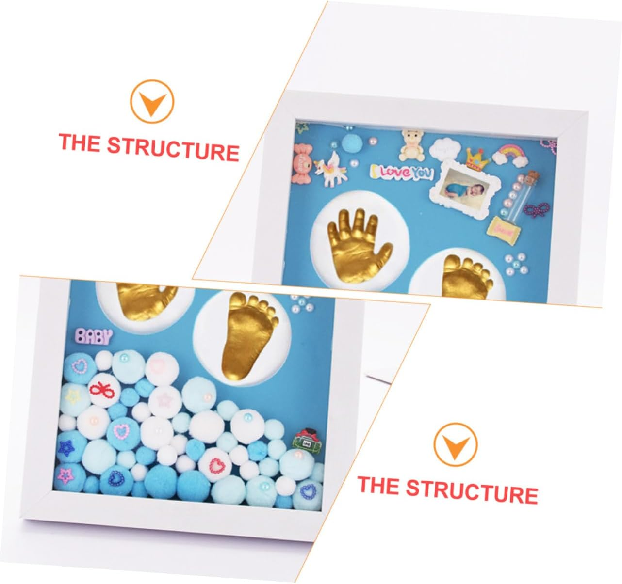 Newborn Handprint Footprint Photo Frame Inkless Print Kit Shower for Boy Girl