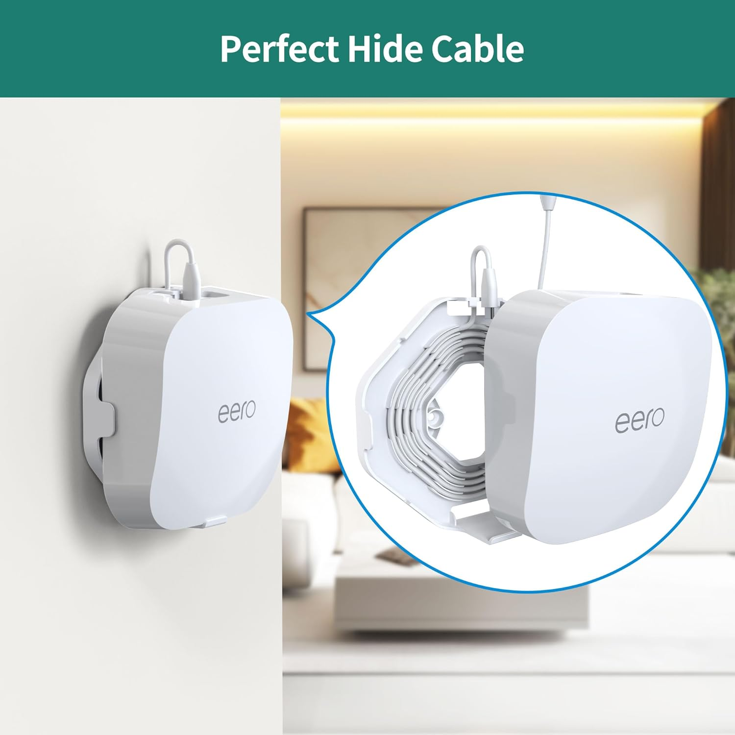 Homemount Made for Eero Pro 6/6E Wall Mount - Secure & Sleek Cable Management, Compatible with Eero Pro 6/6E, Durable ABS Material, Easy Installation