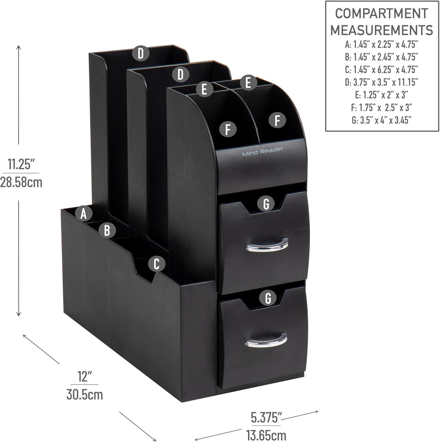 Mind Reader Coffee Condiment and Accessories Caddy Organizer, Black image number 3