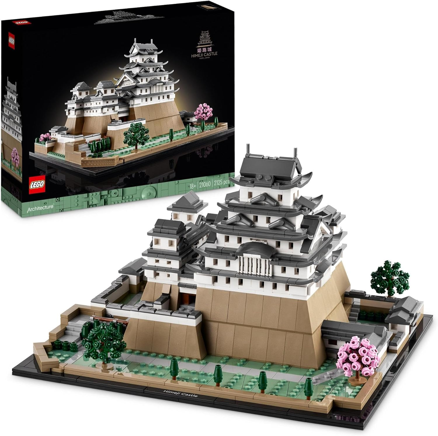 LEGO Architecture Himeji Castle, Collectible Model Building Kit for Adults, Idea for Fans of Creative Gardening and Japanese Culture, Relaxing 3D Puzzle or Desk Toy with Cherry Blossom Trees 21060 image number 3