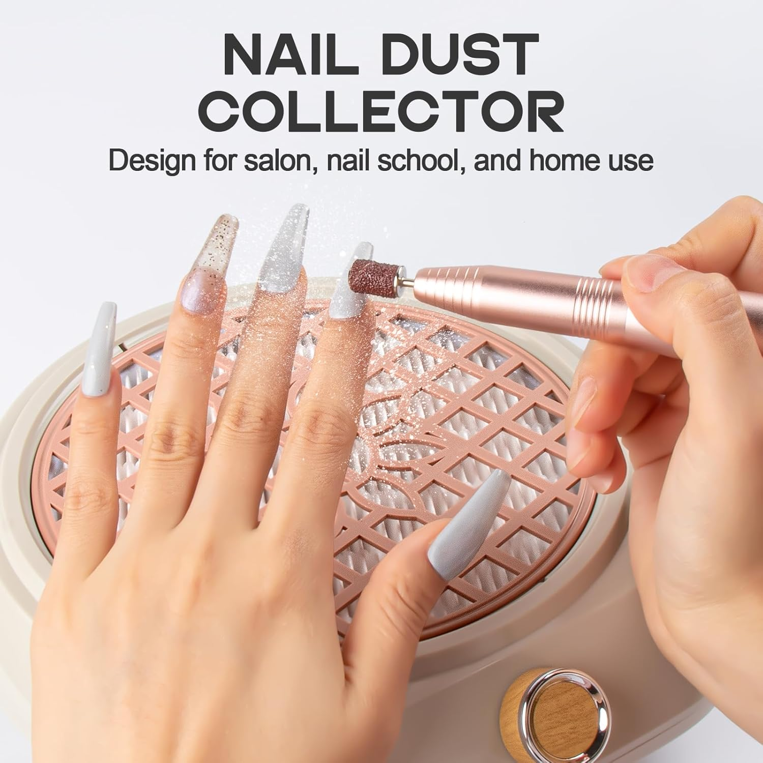 Nail Dust Collector with Reusable Filter, Electric Dust Suction Machine Manicure Pedicure Tool for Acrylic Gel Nail Polishing Nail Salon & Home Use image number 2