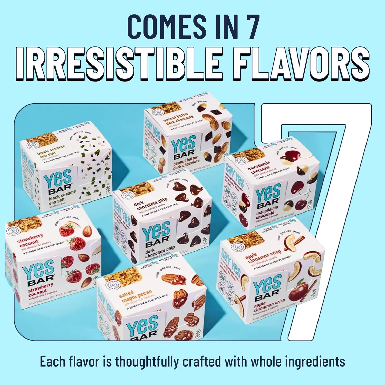 The YES Bar Vegan Gluten Free Real Food Low Sugar Paleo Snack Bar Dark Chocolate Chip - 6 Bars image number 5