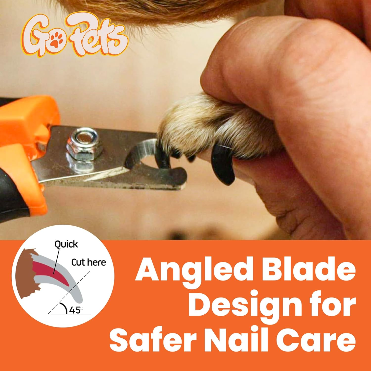 Gopets Professional Pet Nail Clipper for Medium or Small Dogs and Cats, Stainless Steel Trimmer Blades Include 1 Nail File, Angled Blades for Quick Safety image number 6