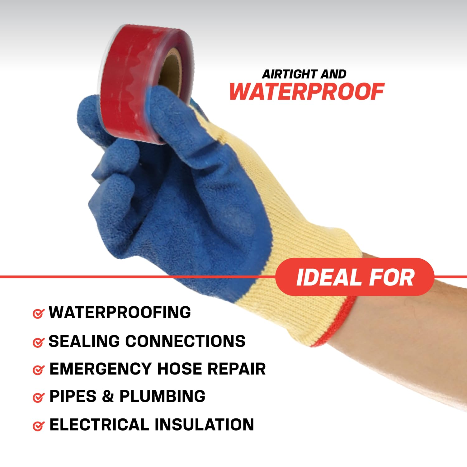 Bond It Rescue Tape, Self-Fusing Silicone for Emergency Plumbing, Pipe & Hose Repair, Electrical Insulation, Waterproof, 950PSI, Made in USA, 1" X 12', Clear - White image number 6